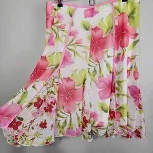 Vintage First Option Floral Flirty Summer Skirt Pink & Green Size 12 Y2K 90s